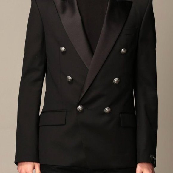 Balmain Black Double Breasted Wool Blazer Size 50 (Mens US size L) - Picture 1 of 5